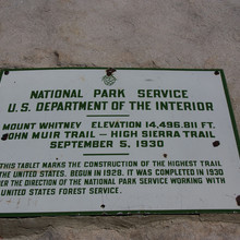 Whitney Summit plaque