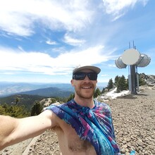 Peaked Mt Ashland with Pilot Rock way off in the distance just behind my head.