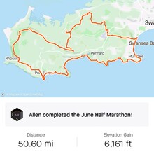 Strava image of the completed route