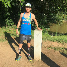 Mike Wardian at the finish of the C&O Canal Towpath FKT